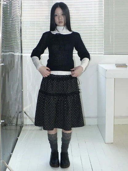 ang project Vintage Square Neckline Slim Fit Knit Sweater Cardigan