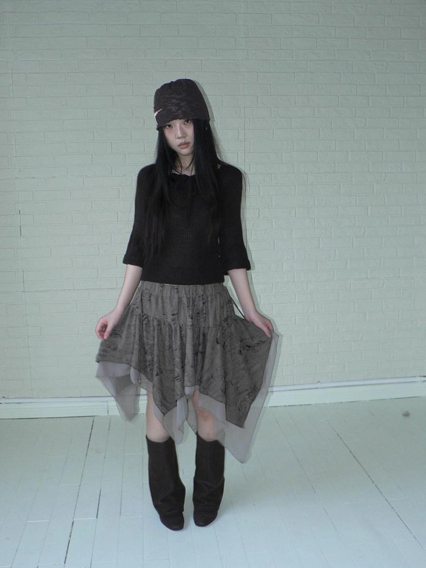 ang project Vintage Square Neckline Slim Fit Knit Sweater Cardigan