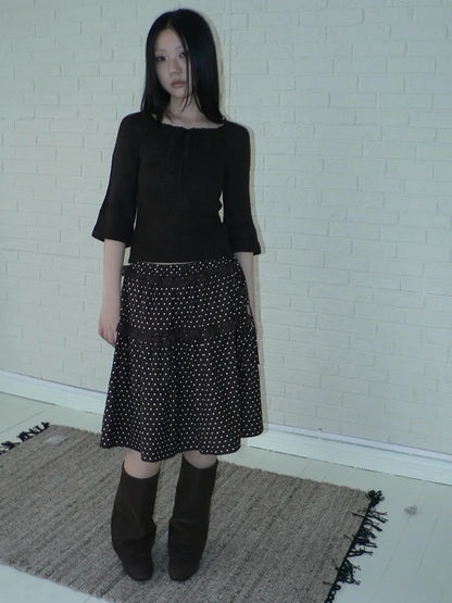 ang project Vintage Square Neckline Slim Fit Knit Sweater Cardigan