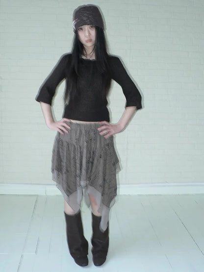 ang project Vintage Square Neckline Slim Fit Knit Sweater Cardigan