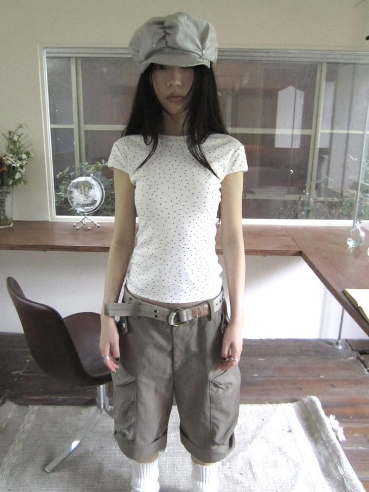 ang project Vintage Star And Polka Dot Print Slim Fit Women&