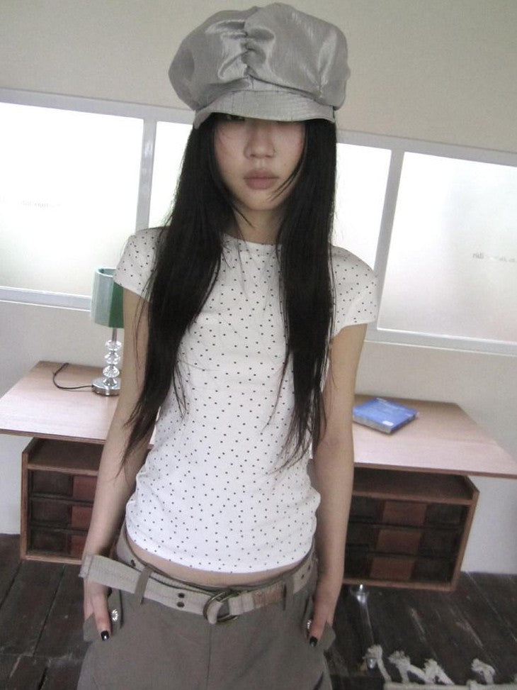 ang project Vintage Star And Polka Dot Print Slim Fit Women&