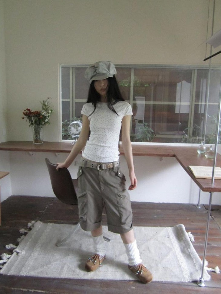 ang project Vintage Star And Polka Dot Print Slim Fit Women&
