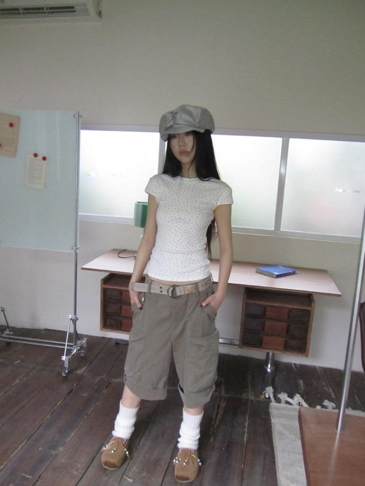 ang project Vintage Star And Polka Dot Print Slim Fit Women&