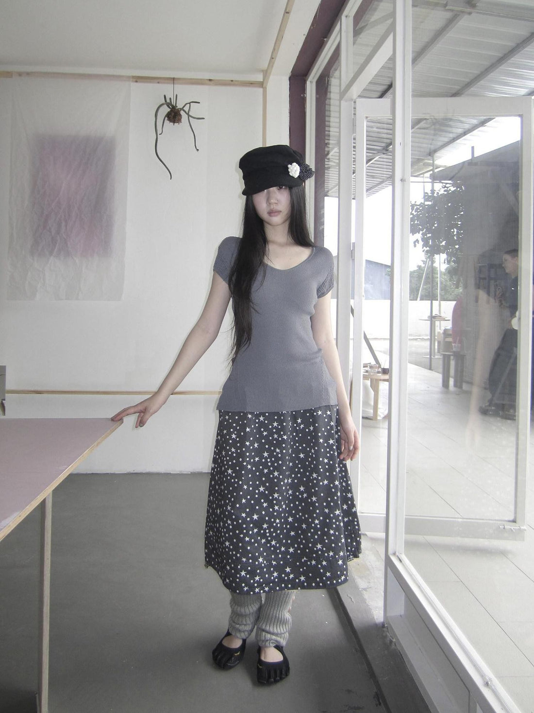 ang project Vintage Star Polka Dot Print Drawstring A Line Women&