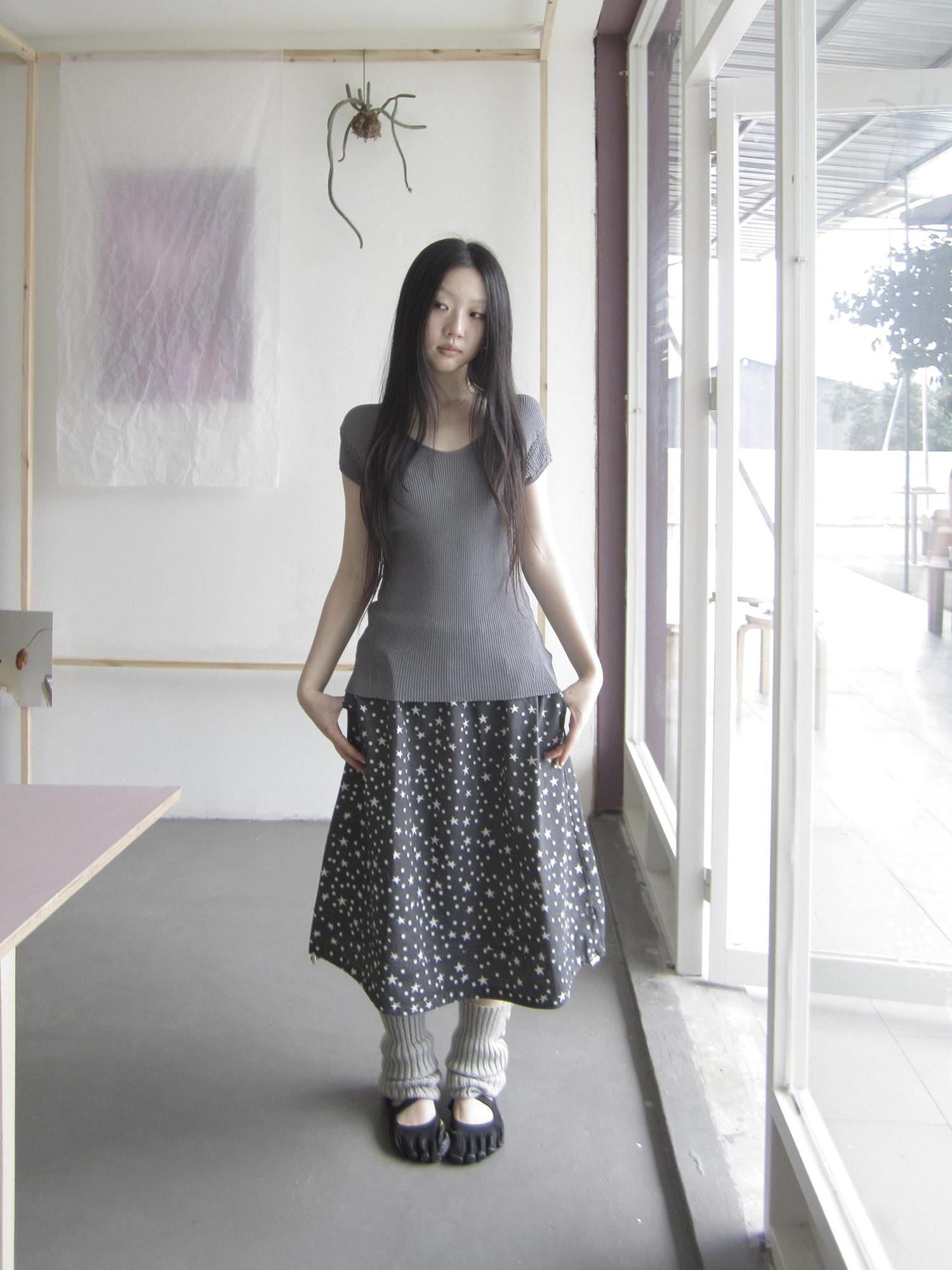 ang project Vintage Star Polka Dot Print Drawstring A Line Women&