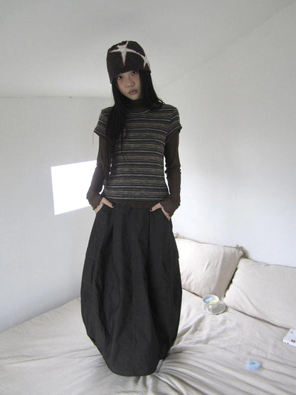 ang project Vintage Striped Knit T-shirt Cardigan