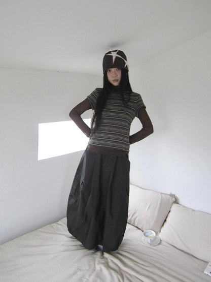 ang project Vintage Striped Knit T-shirt Cardigan