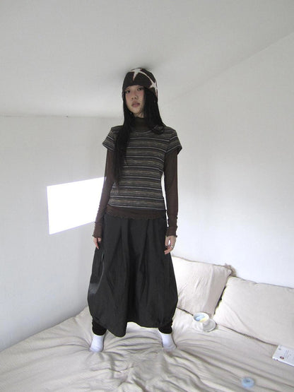 ang project Vintage Striped Knit T-shirt Cardigan