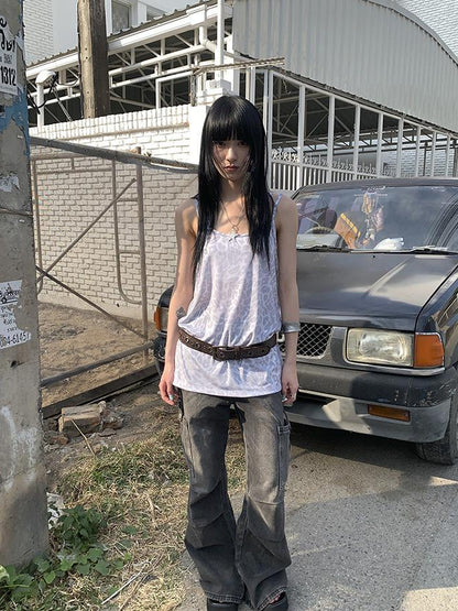 Updateang project Vintage Summer Cross Back Leopard Print Midi Camisole Dress