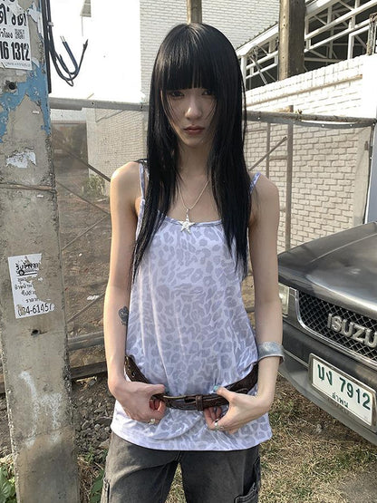 Updateang project Vintage Summer Cross Back Leopard Print Midi Camisole Dress