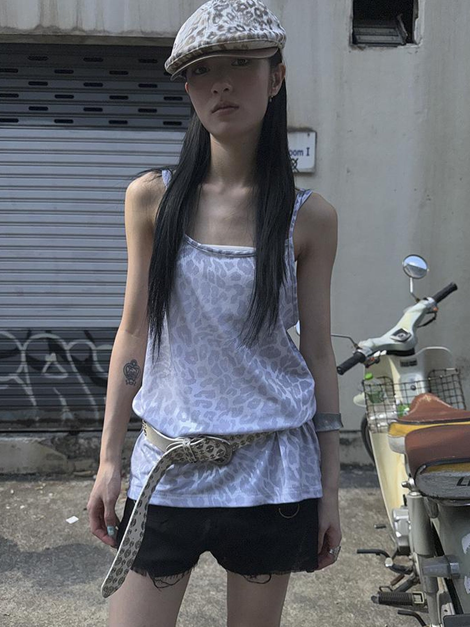 Updateang project Vintage Summer Cross Back Leopard Print Midi Camisole Dress