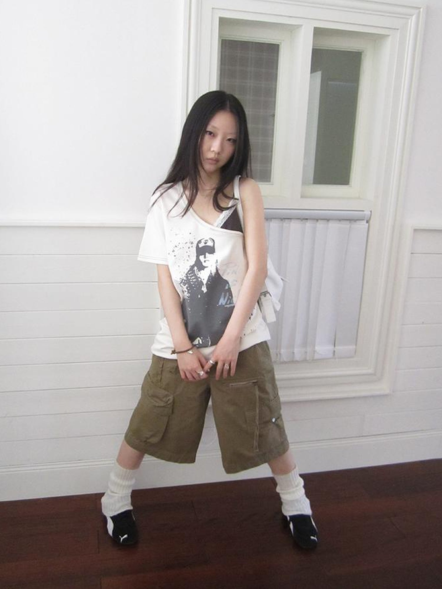 Updateang project Vintage Summer Portrait Print Off Shoulder Lace Trim T Shirt