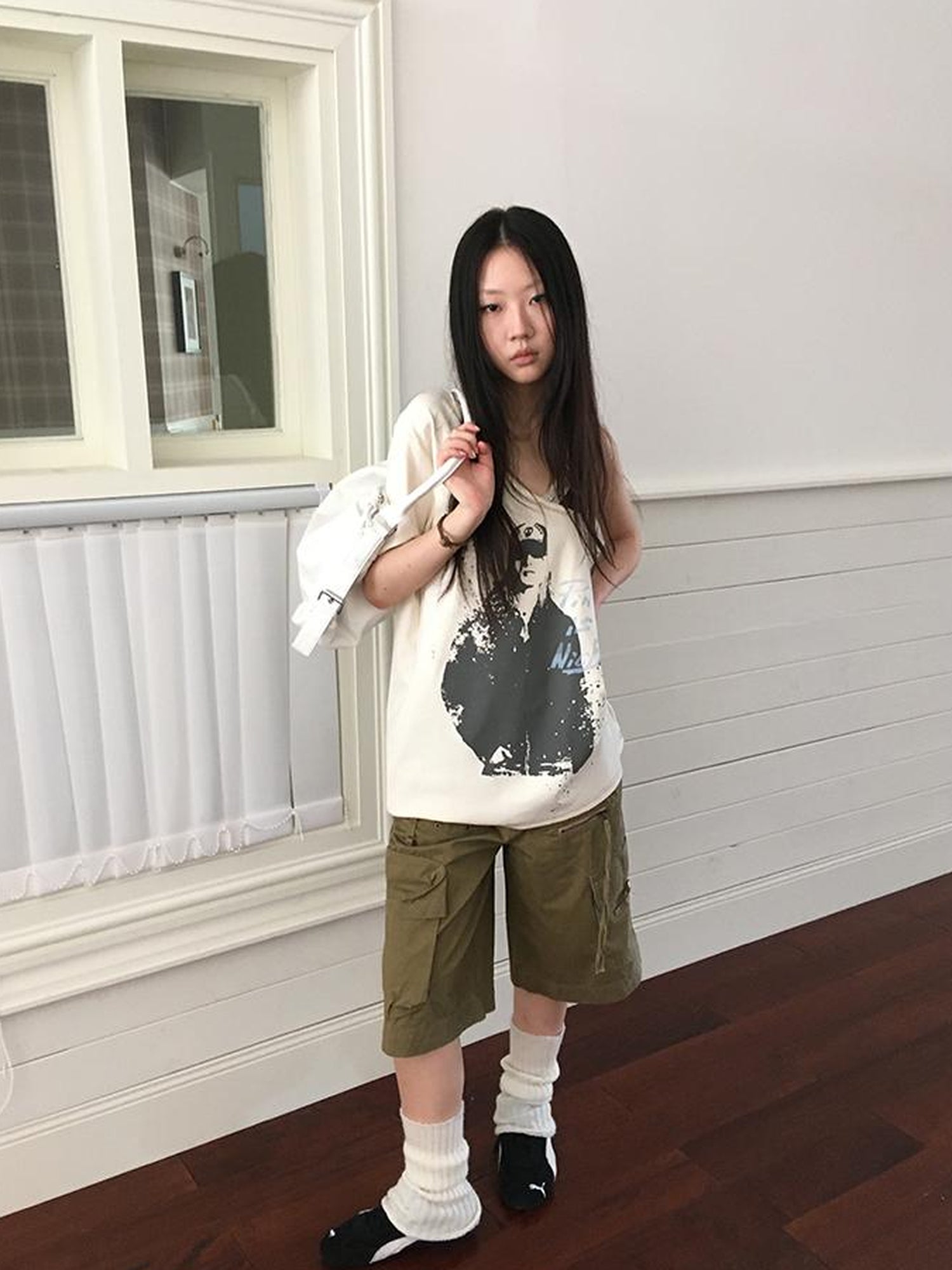 Updateang project Vintage Summer Portrait Print Off Shoulder Lace Trim T Shirt