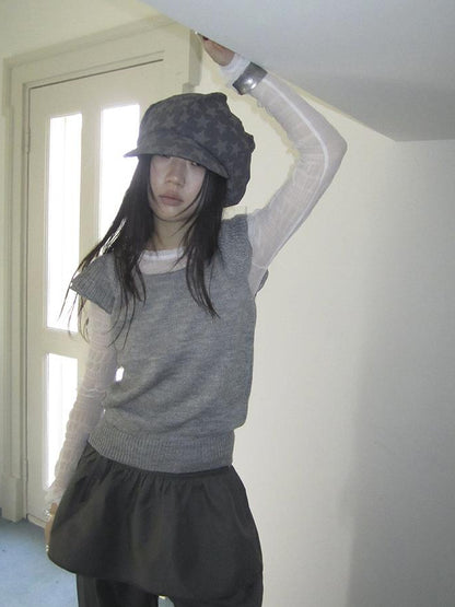 Updateang project Vintage Sweet Ruffled Lace Mesh Long Sleeve V Neck T Shirt