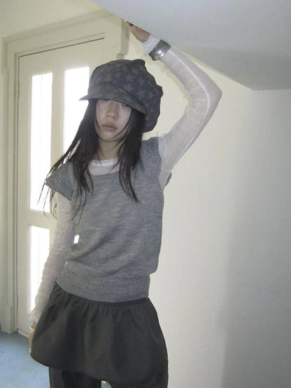 Vintage Sweet Ruffled Lace Mesh Long Sleeve V Neck T Shirt