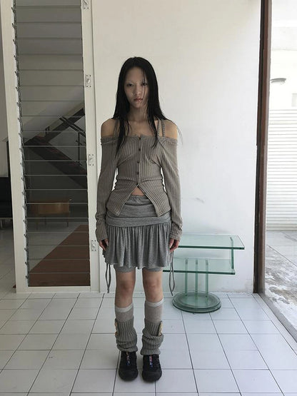 Vintage Textured Button Front Knit Bolero