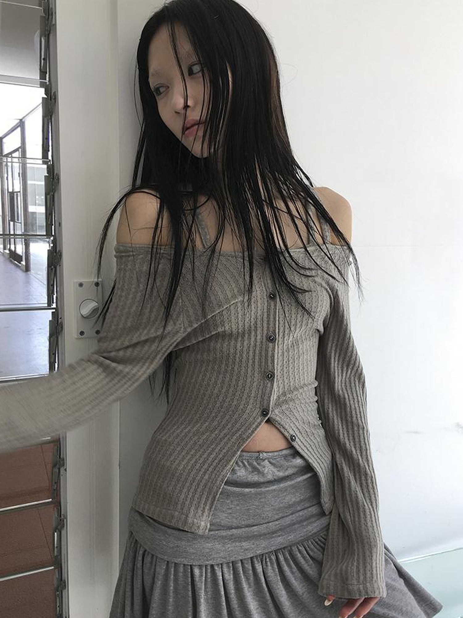 ang project Vintage Textured Button Front Knit Bolero