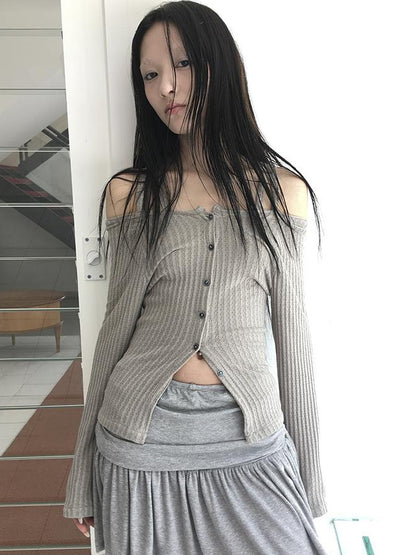 ang project Vintage Textured Button Front Knit Bolero