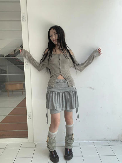 Vintage Textured Button Front Knit Bolero