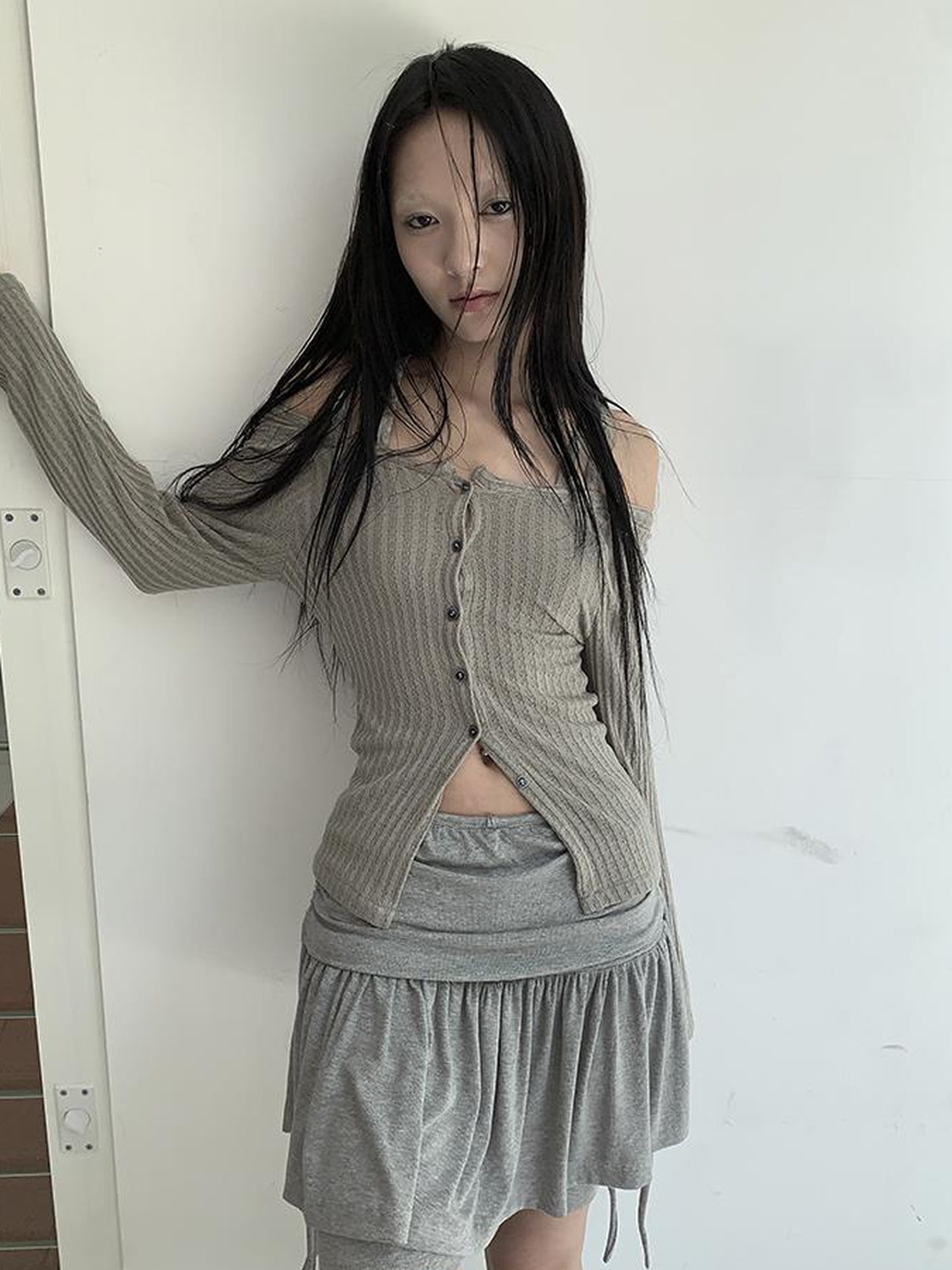 ang project Vintage Textured Button Front Knit Bolero