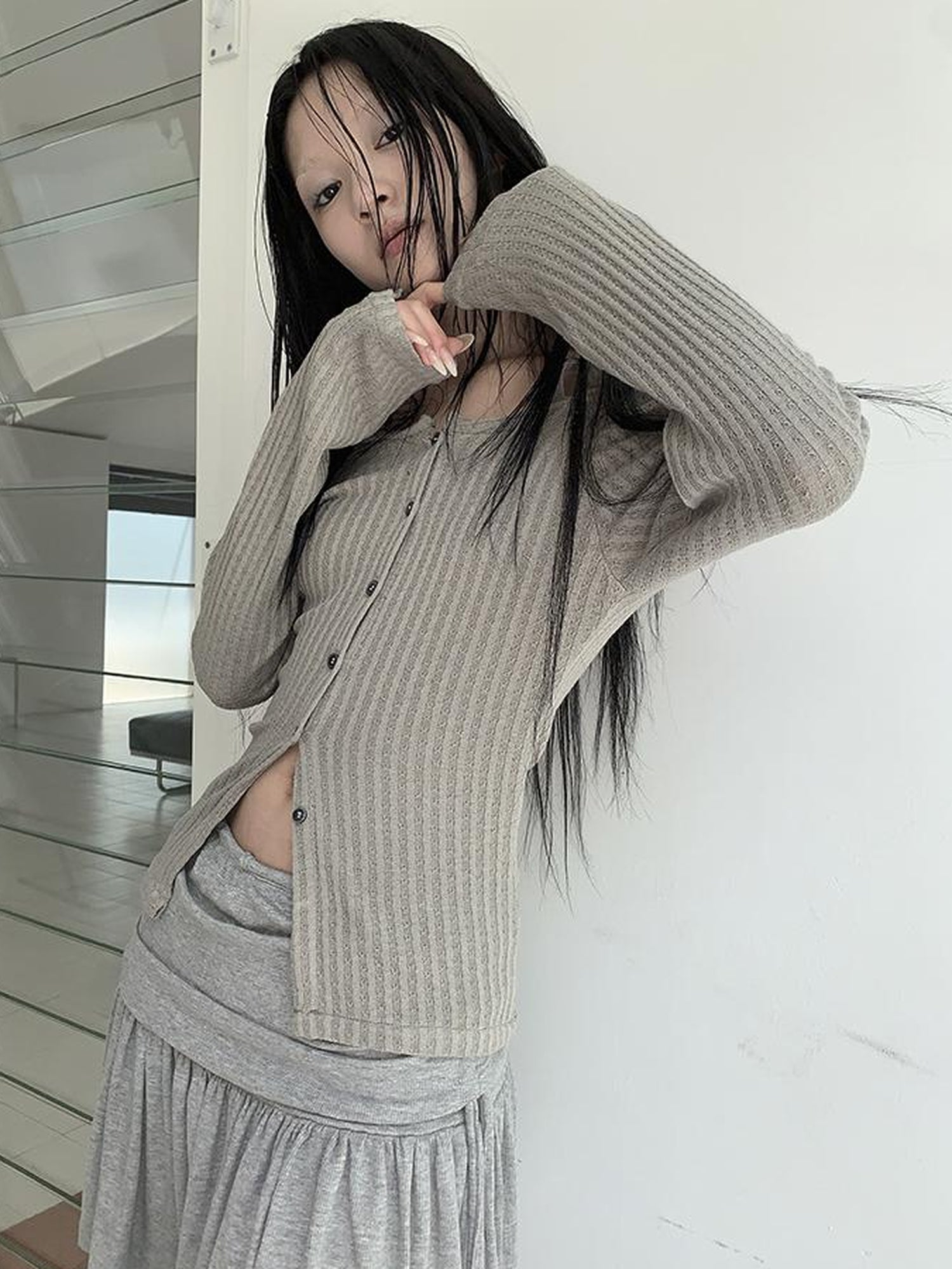 ang project Vintage Textured Button Front Knit Bolero