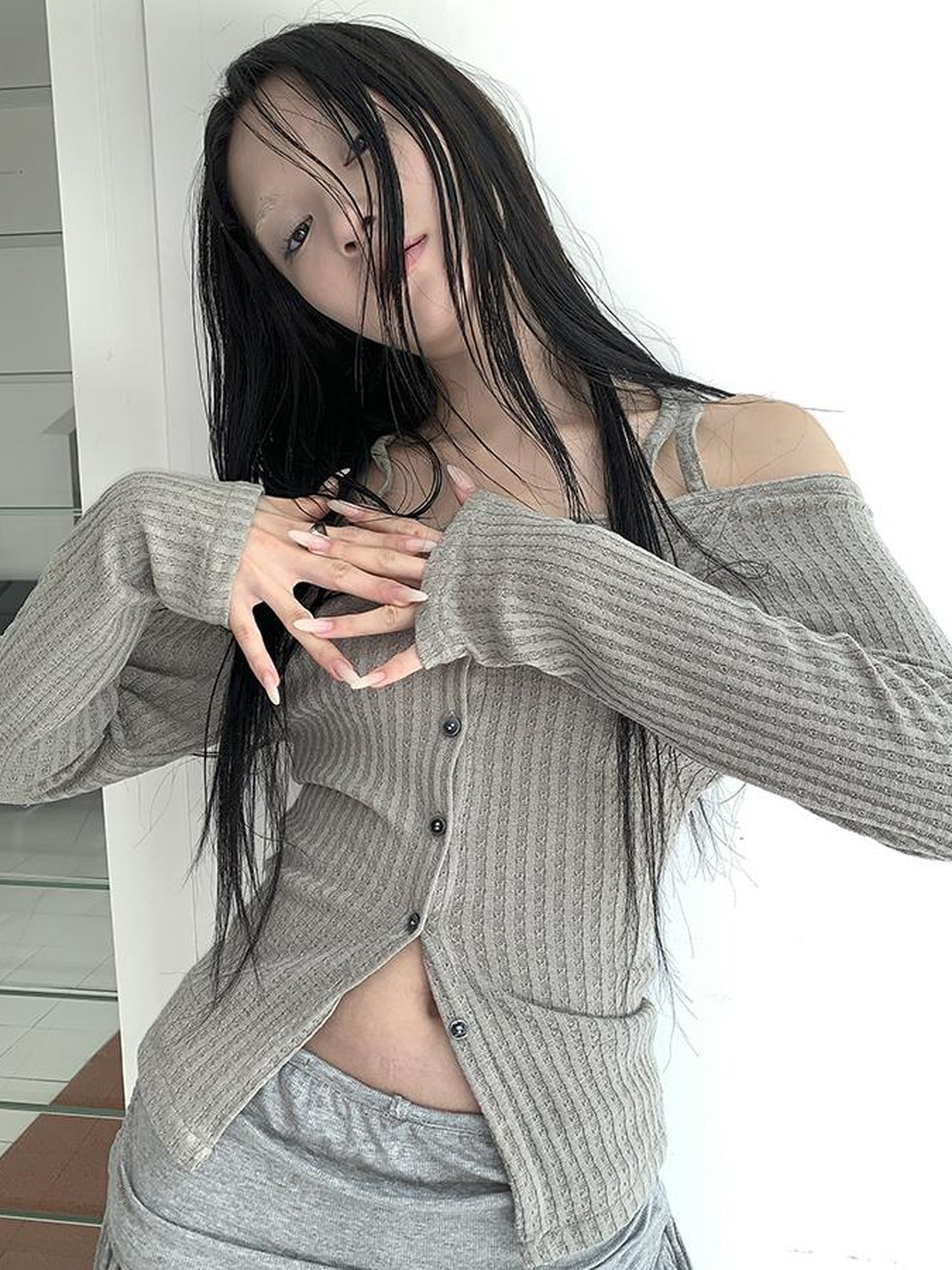 ang project Vintage Textured Button Front Knit Bolero