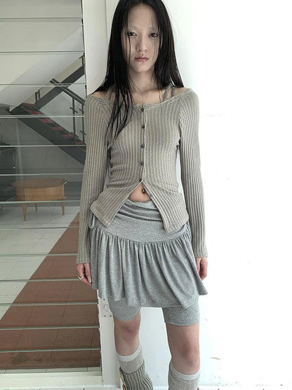 Vintage Textured Button Front Knit Bolero