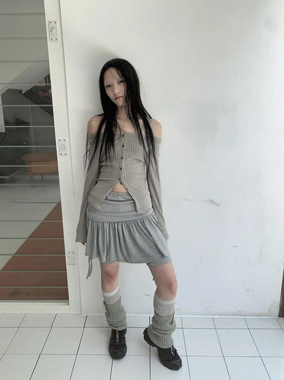 Vintage Textured Button Front Knit Bolero