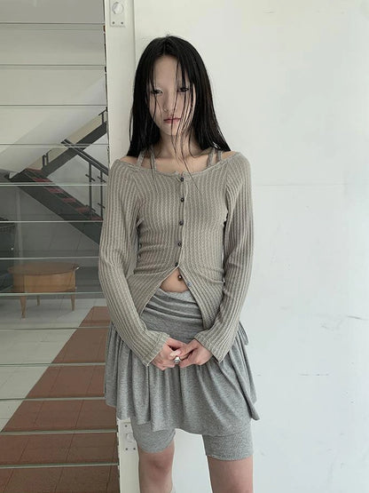 Vintage Textured Button Front Knit Bolero