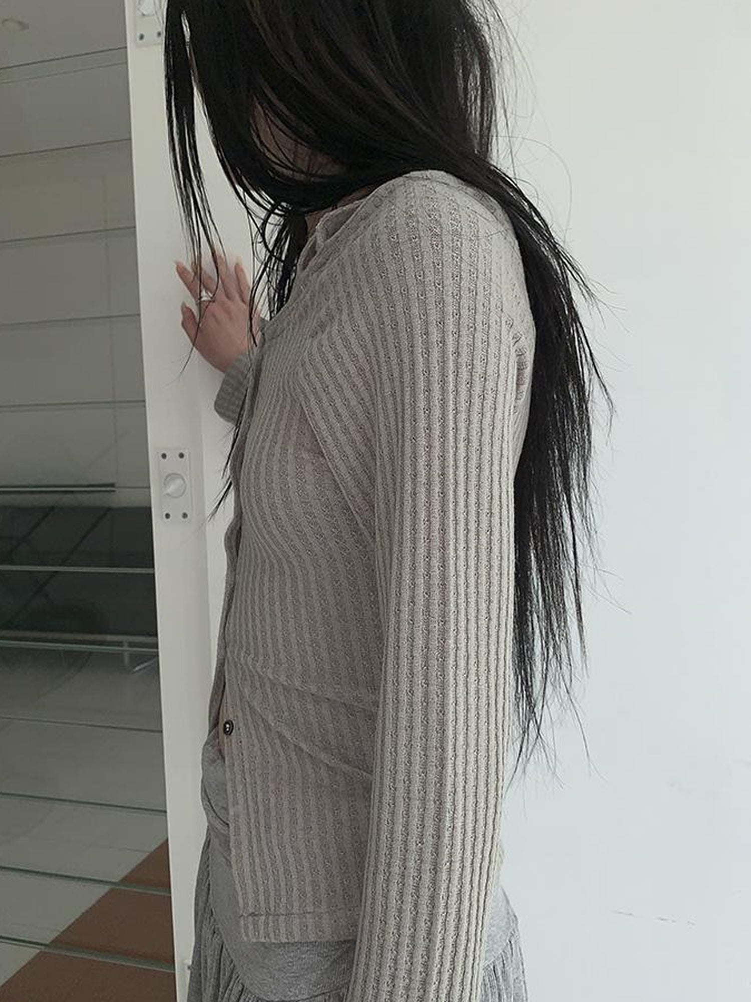 ang project Vintage Textured Button Front Knit Bolero