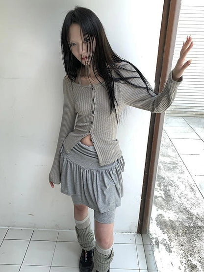 Vintage Textured Button Front Knit Bolero