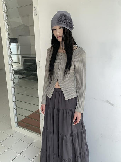 ang project Vintage Textured Button Front Knit Bolero