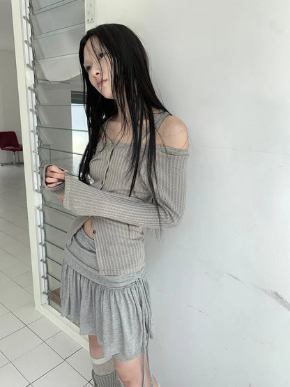 Vintage Textured Button Front Knit Bolero