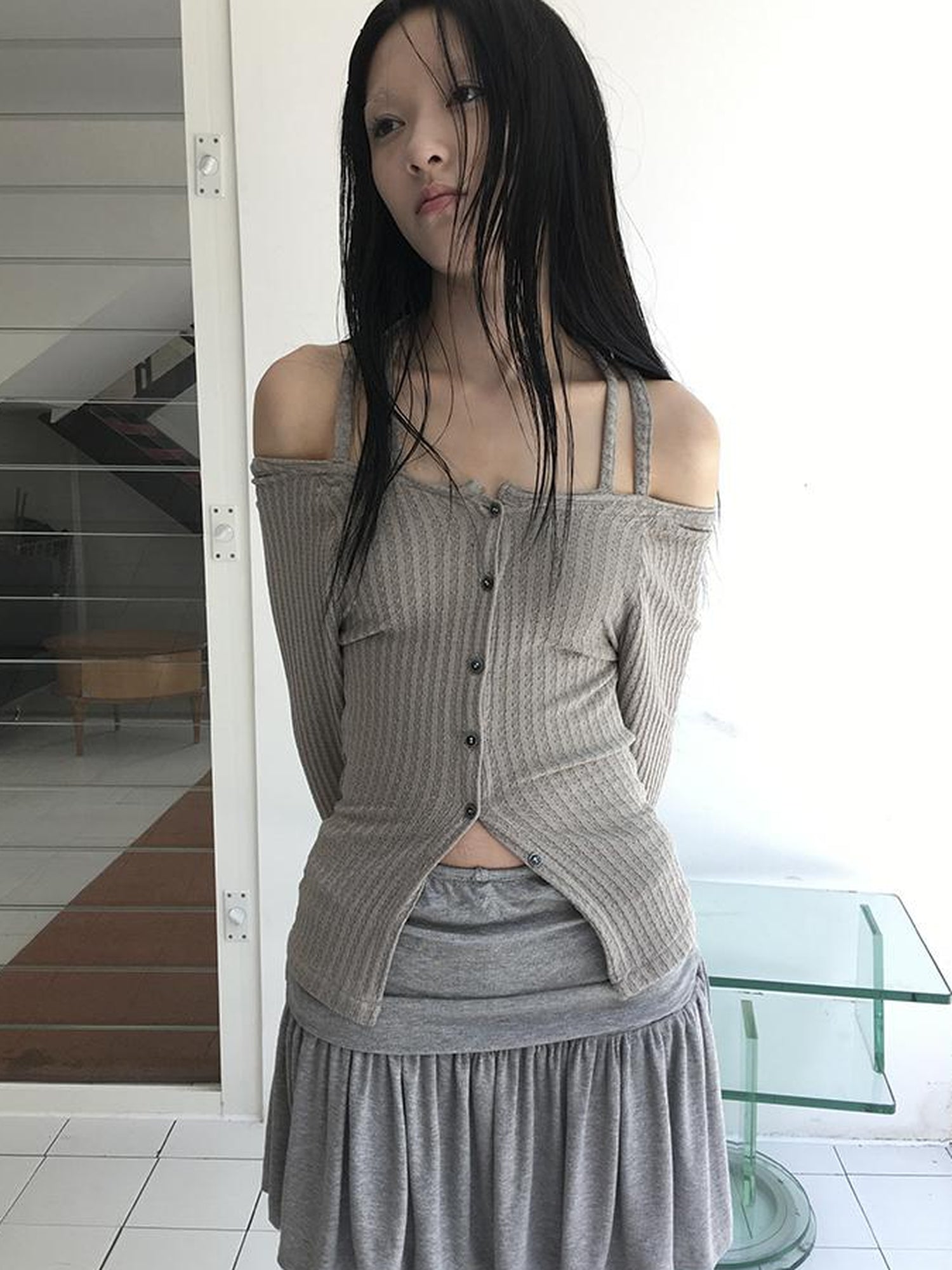 ang project Vintage Textured Button Front Knit Bolero