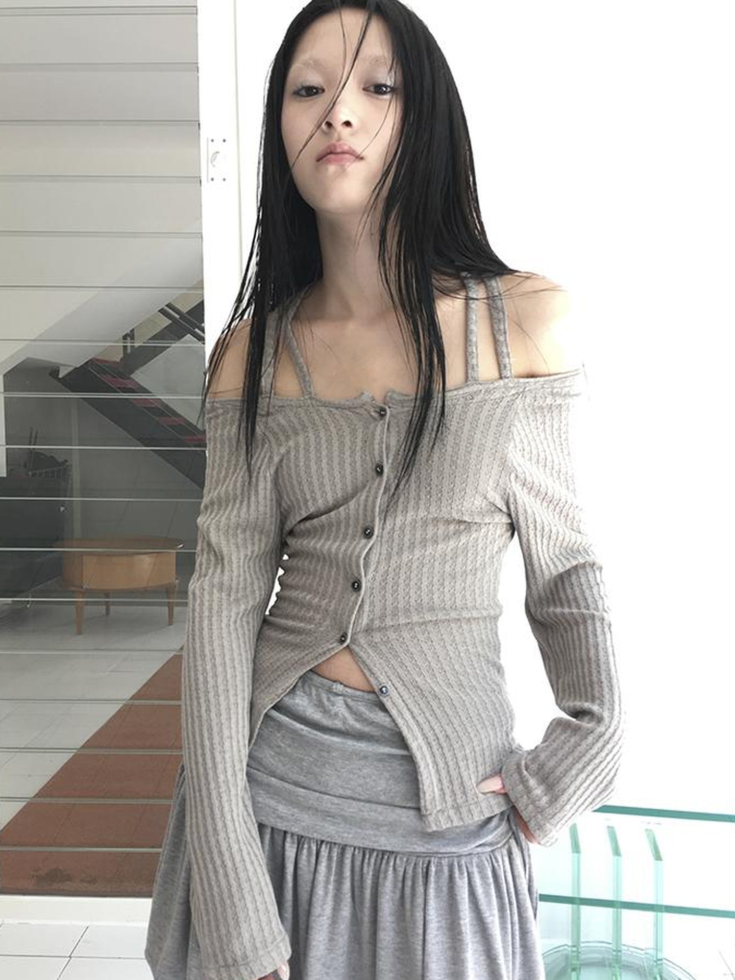 ang project Vintage Textured Button Front Knit Bolero