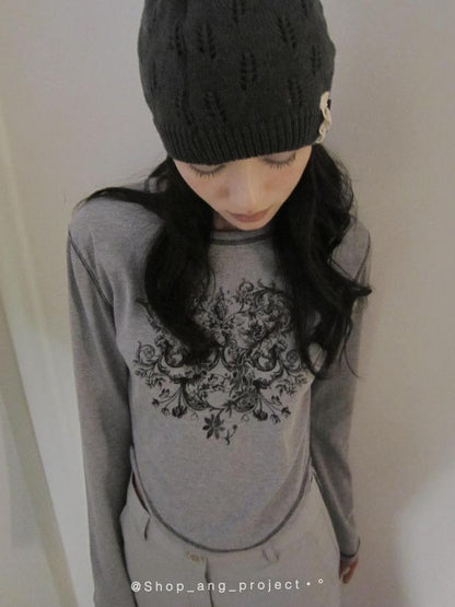 ang project Vintage Textured Knit Beanie Slouchy Ribbed Cap