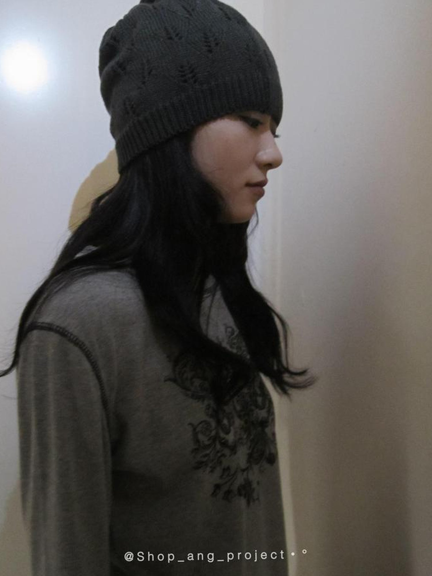 ang project Vintage Textured Knit Beanie Slouchy Ribbed Cap
