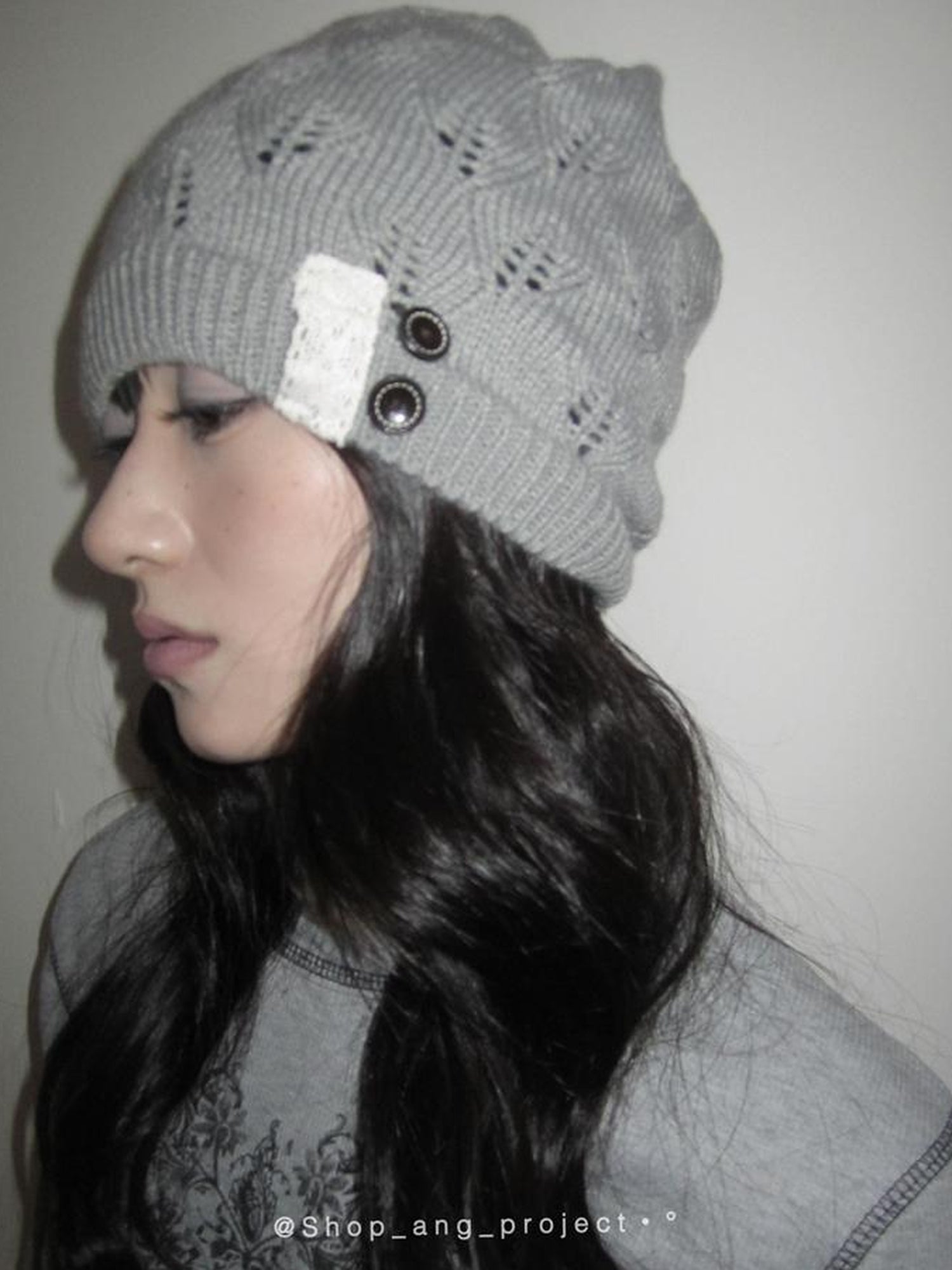 ang project Vintage Textured Knit Beanie Slouchy Ribbed Cap