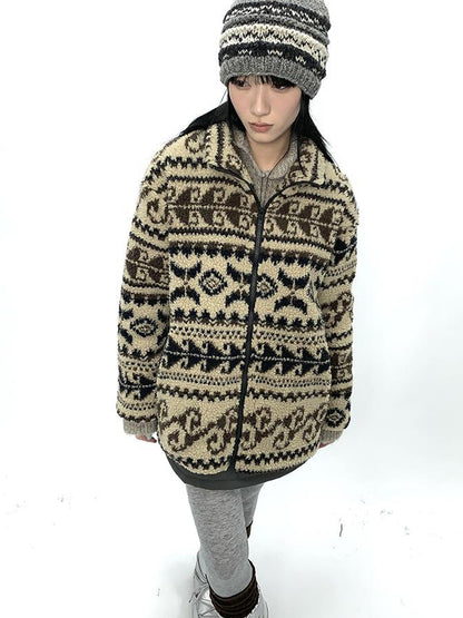 Updateang project Vintage Tribal Cashew Print Lambswool Jacket