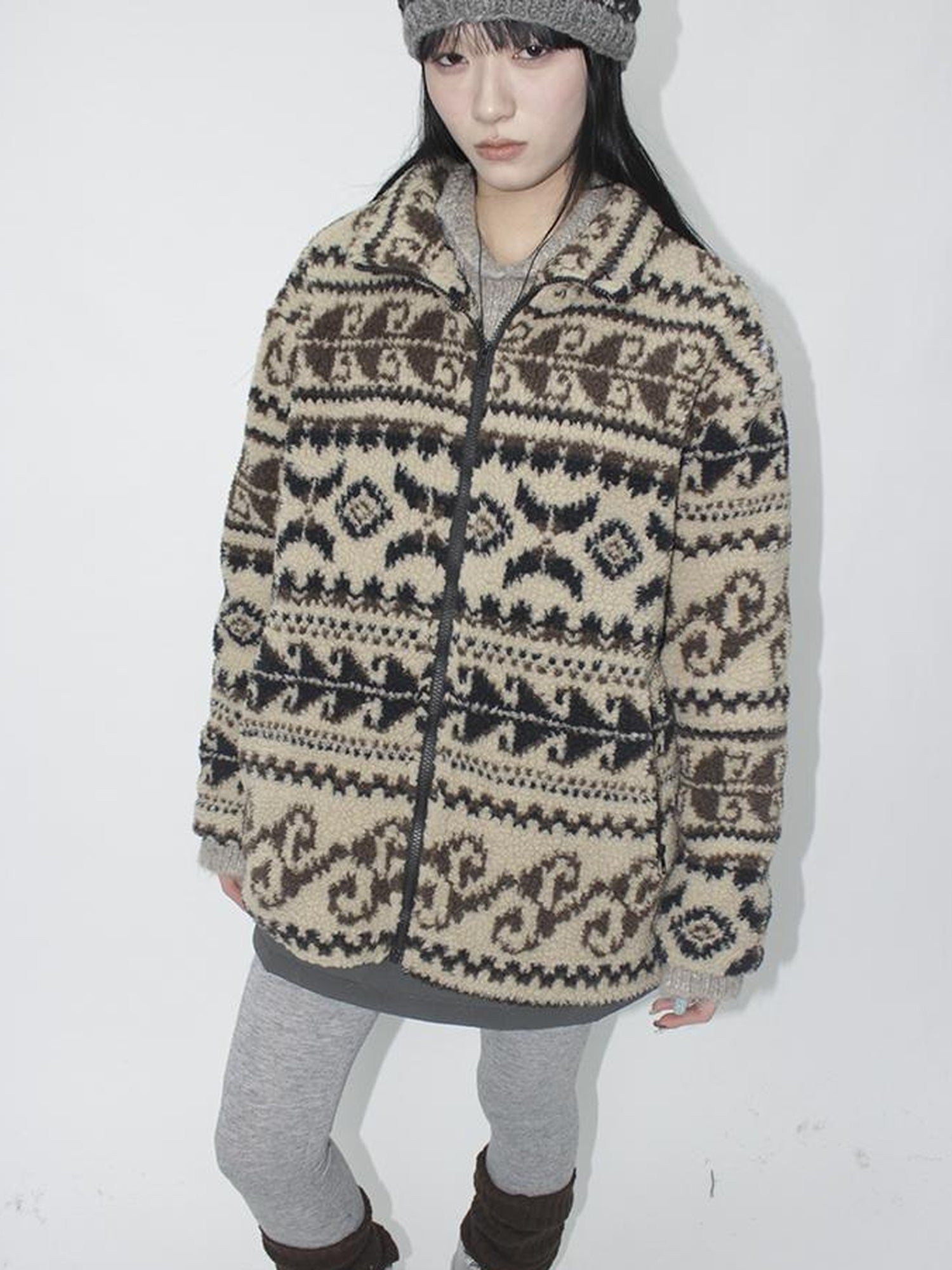 Updateang project Vintage Tribal Cashew Print Lambswool Jacket