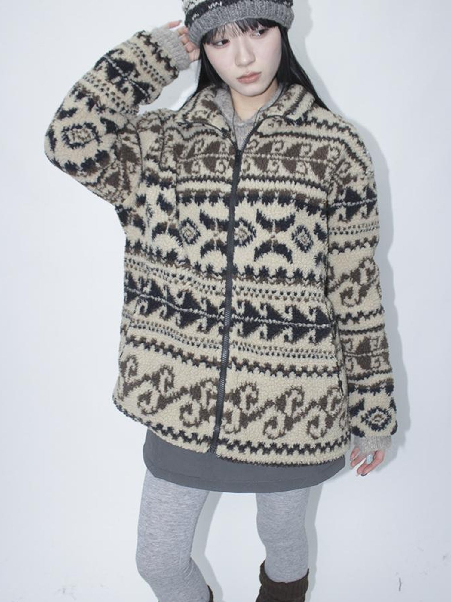 Updateang project Vintage Tribal Cashew Print Lambswool Jacket