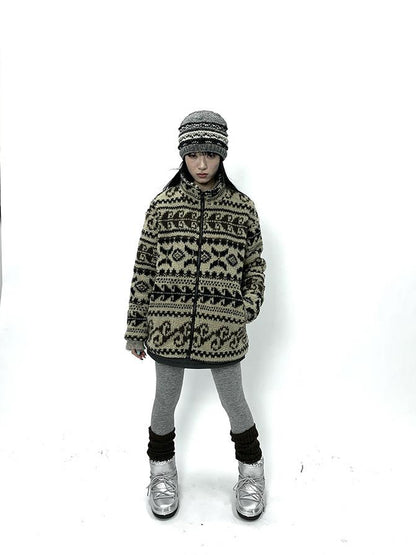 Updateang project Vintage Tribal Cashew Print Lambswool Jacket