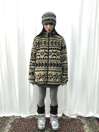 Updateang project Vintage Tribal Cashew Print Lambswool Jacket