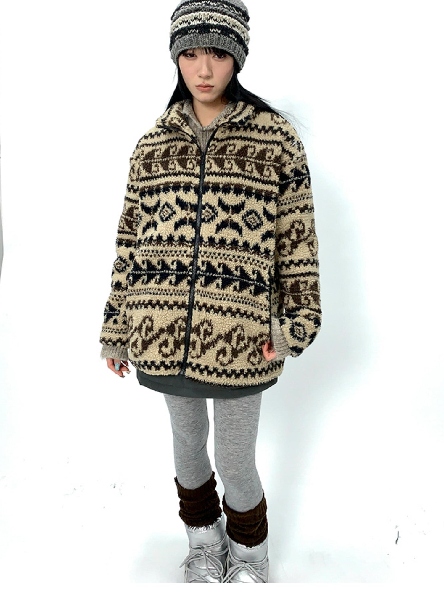 Updateang project Vintage Tribal Cashew Print Lambswool Jacket