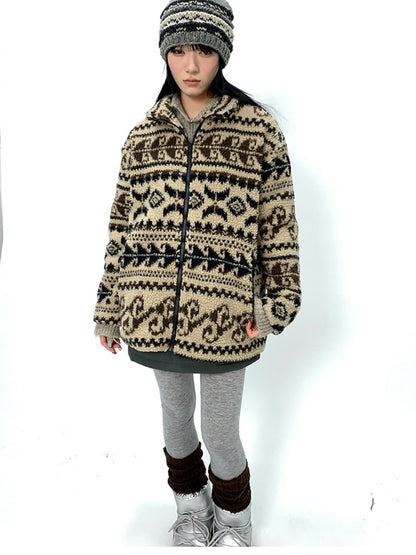 Updateang project Vintage Tribal Cashew Print Lambswool Jacket