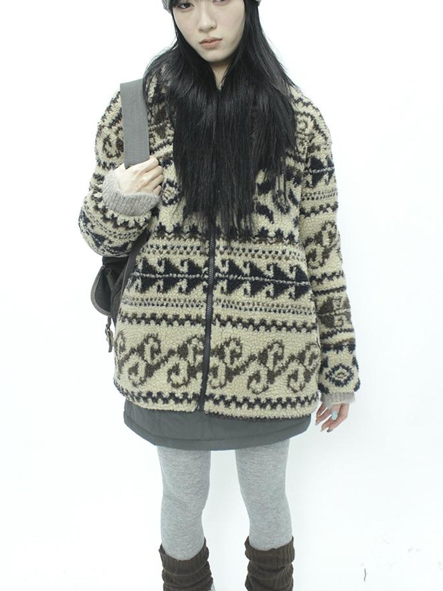 Updateang project Vintage Tribal Cashew Print Lambswool Jacket