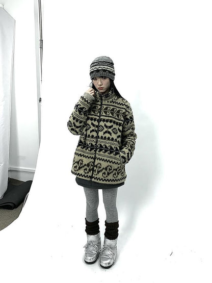 Updateang project Vintage Tribal Cashew Print Lambswool Jacket