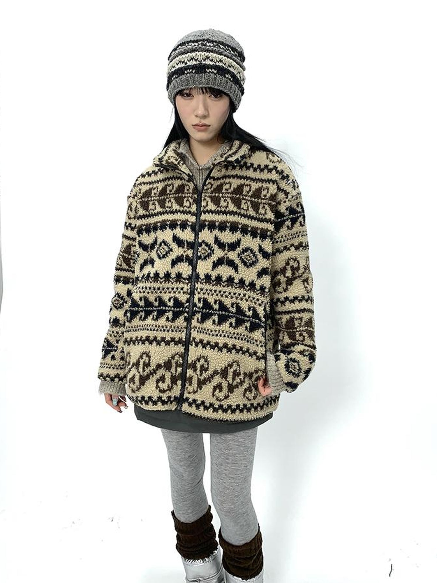 Updateang project Vintage Tribal Cashew Print Lambswool Jacket