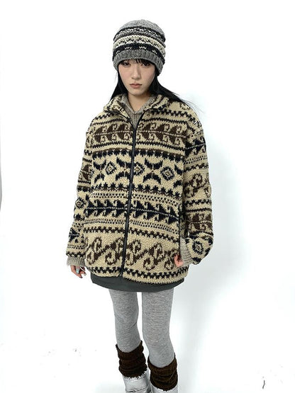 Updateang project Vintage Tribal Cashew Print Lambswool Jacket